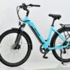 Revom tourer low step electric bike in Torquoise side view