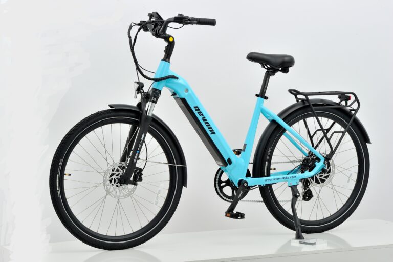 Revom tourer low step electric bike in Torquoise side view