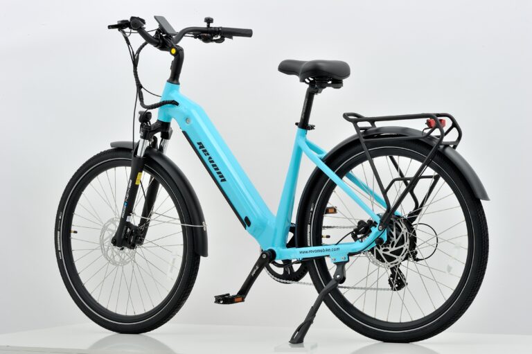 Revom tourer low step electric bike in Torquoise side view