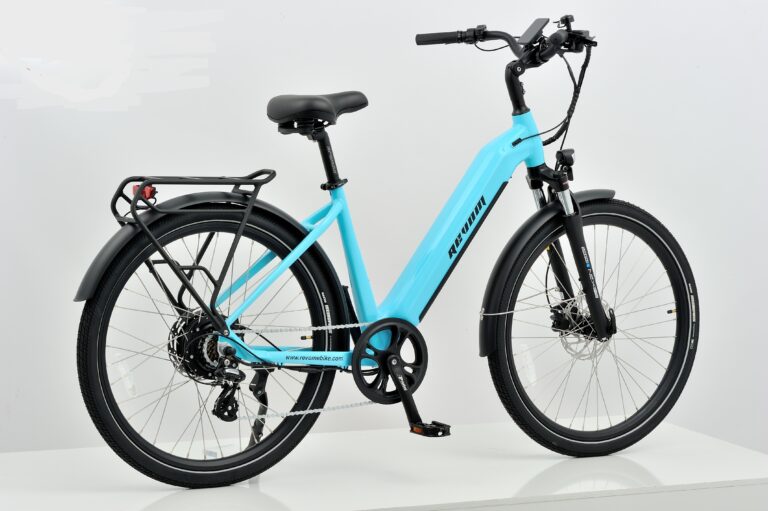 Revom tourer low step electric bike in Torquoise side view